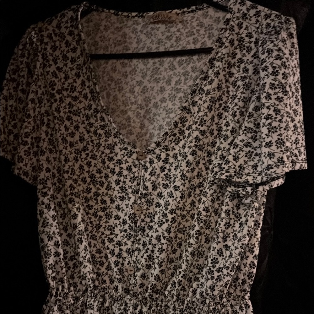 Floral Black and White Dress